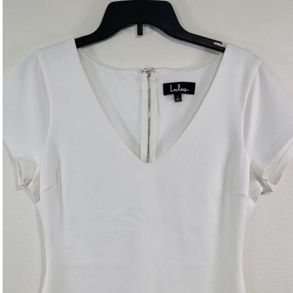 Lulus Dress Womens Large White Exposed Zipper Back Sexy Classic Bodycon Dress - Picture 2 of 7